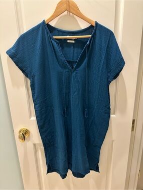 Faherty Organic Cotton Teal Swim Cover up or Dress size S NWOT